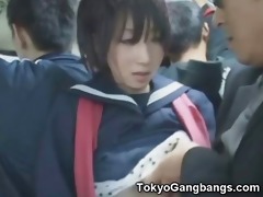 asian schoolgirl fingered in public!