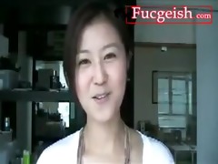 super cute oriental gal has conversation with